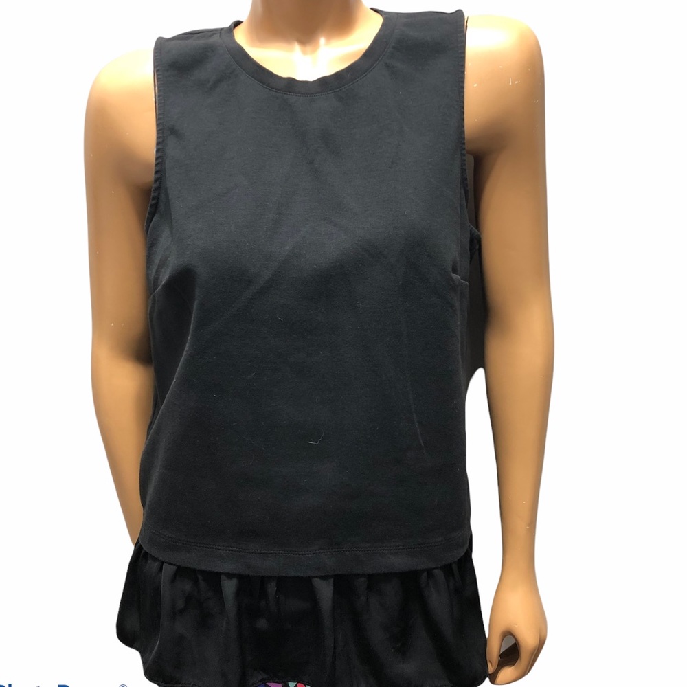 J Crew Black Sleeveless Peplum Blouse /Ruffle Hem
